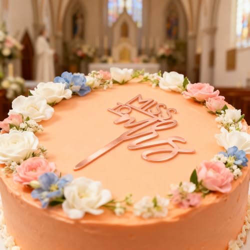 Rose Gold Miss to Mrs Cake Topper for Weddings & Showers