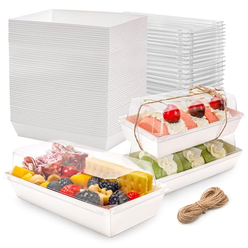 White Halloween Dessert Box 100 Pack - Bakery Gift Containers with Twine