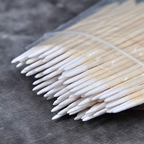 RIKWOG 200pcs Pointed Cotton Swabs 4-Inch Precision Wooden Handle