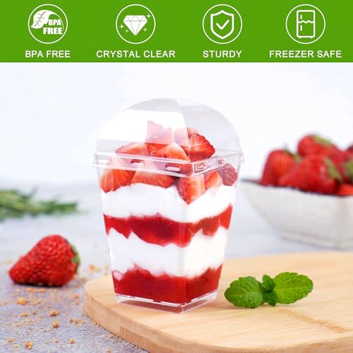 75 Pcs 5 oz Mini Dessert Cups with Dome Lids & Spoons - Perfect for Parties