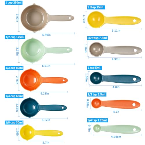 AskBed 10-Piece Measuring Cups and Spoons Set for Baking and Cooking