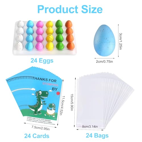 24 Pack Mini Dinosaur Hatching Eggs & Cards - Party Favors