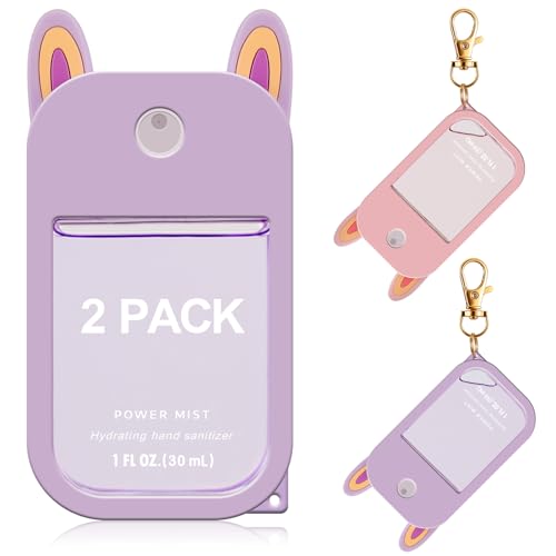2 Pack Silicone Hand Sanitizer Holder Keychain for Touchland Spray