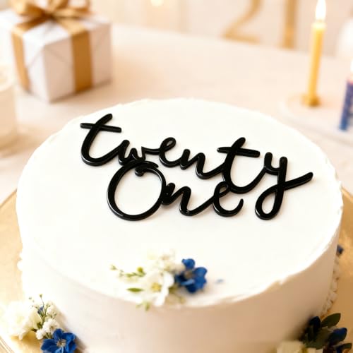Elegant Acrylic Twenty One Cake Topper for 21st Celebrations