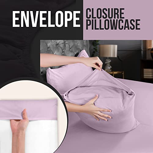 King Size Pillow Cases Set of 2 - Ultra Soft Microfiber, Lavender