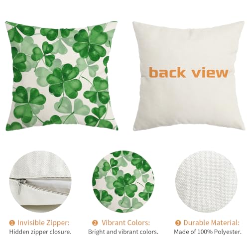 St. Patrick's Day Shamrock Pillow Cover, 18x18 Inch Farmhouse Decor