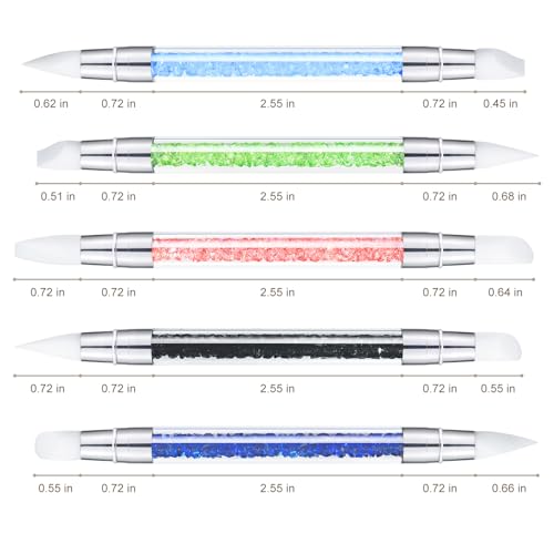 Kootinn 5-Piece Dual-Tipped Silicone Nail Art Sculpture Pen Set with Rhinestones