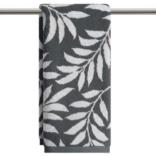Artoid Mode Beige Grey Leaves Jacquard Hand Towel 1PC - 13.7" x 29.5"