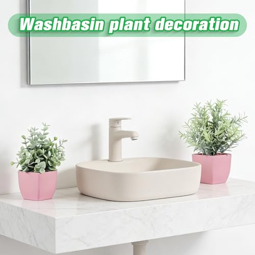 4-Pack Mini Artificial Eucalyptus Plants in Pink Pots