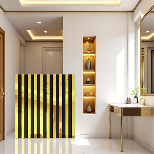 Gold Mirror Wall Stickers 10Pcs Acrylic Striped Art Tile Decals