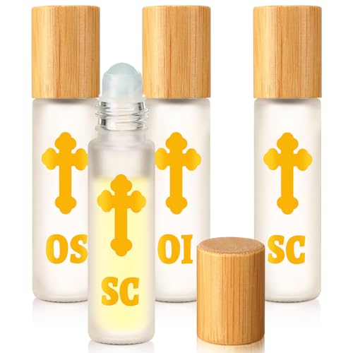 Chuangdi 3 Pcs Small Holy Anointing Oil Roller Bottles 10 ml Glass