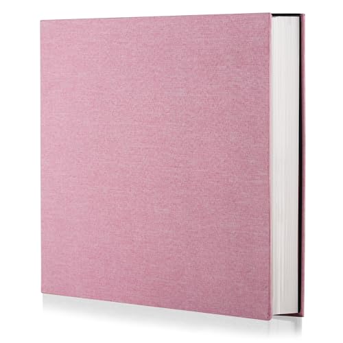 9.8x9 Inch Pink Photo Album Self Adhesive Scrapbook with 30 Pages - Linen Cover