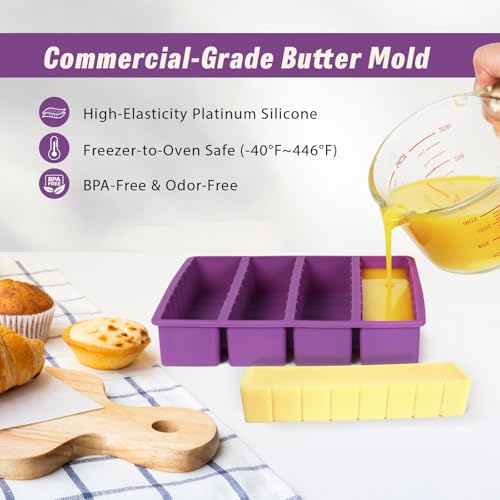 Large Silicone Butter Mold Set with Lid & Spatulas - Non-Stick