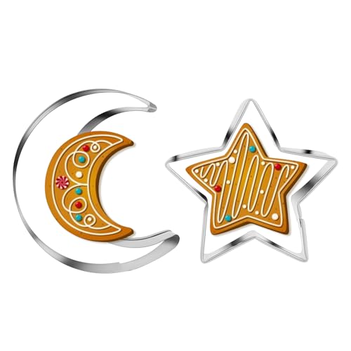 Stainless Steel Moon and Star Cookie Cutters Set - 2 Pcs
