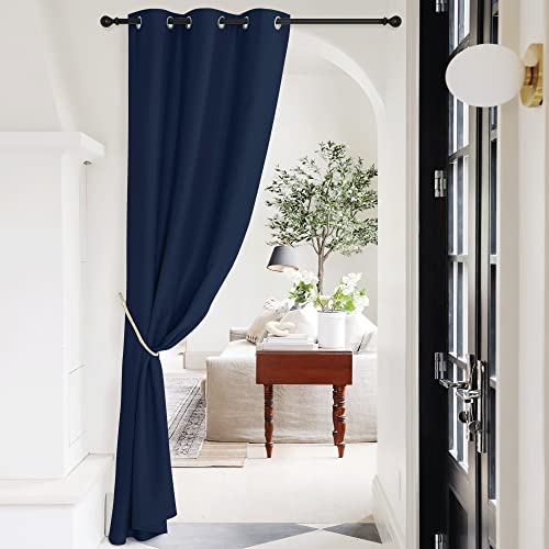 NICETOWN Navy Blue Blackout Curtains for Doorway, 42x95