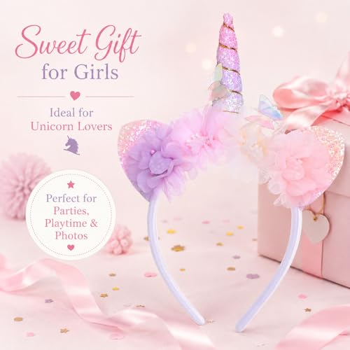 Glitter Unicorn Headband for Girls & Women - Sparkly Hair Accessory