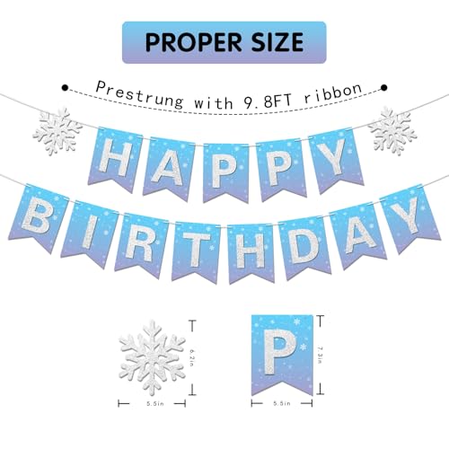 Snowflake Happy Birthday Banner - Winter Wonderland Party Decor