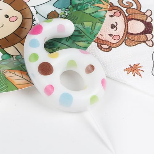Polka Dot Number 6 Birthday Candle - Colorful 2.4 Inch Cake Topper