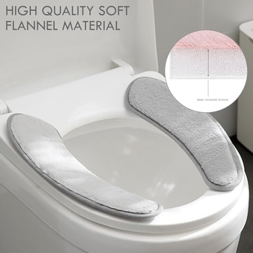 Washable Toilet Seat Cushion Cover - Thick, Warm, Adhesive Grey Mat