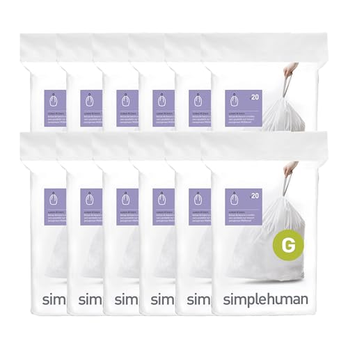 simplehuman Code G Drawstring Trash Bags, 30 Liter, 240 Count
