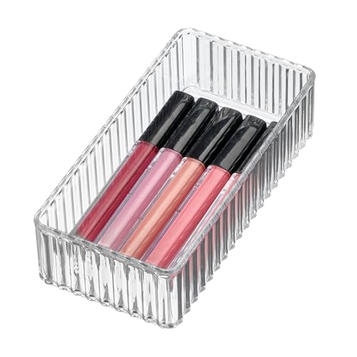 iDesign Fluted Clear Makeup Drawer Organizer 6 x 3 x 2 Pack of 1