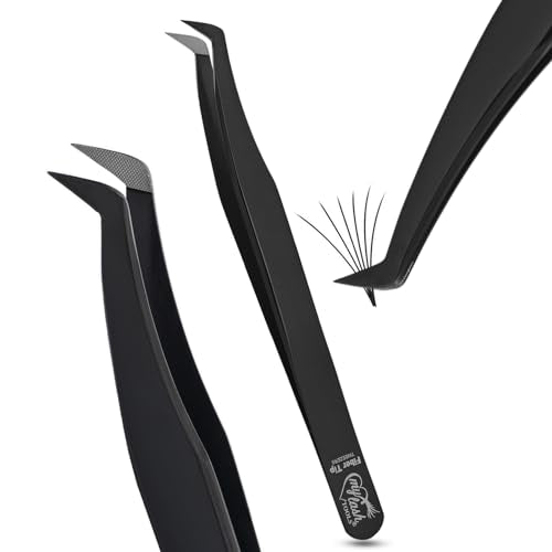 Fiber Tip Lash Tweezers for Eyelash Extensions - Stainless Steel