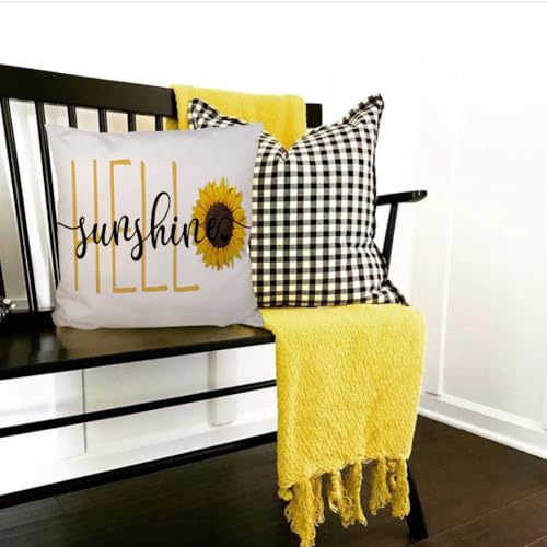 Hello Sunshine Sunflower Decorative Throw Pillow Cover 18x18