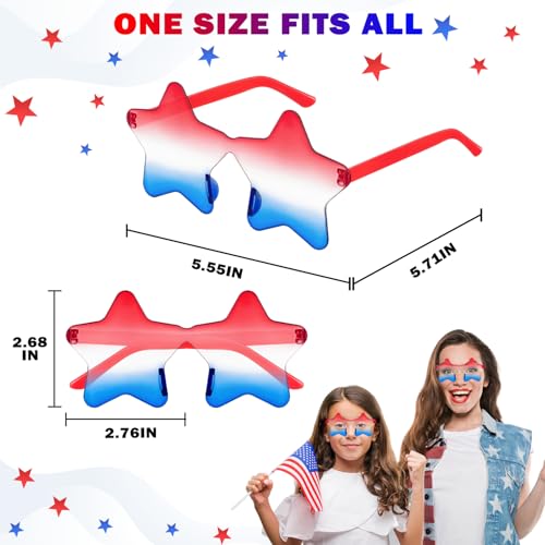 USA Patriotic Star Sunglasses - 3 PCS Set for 4th of July Fun