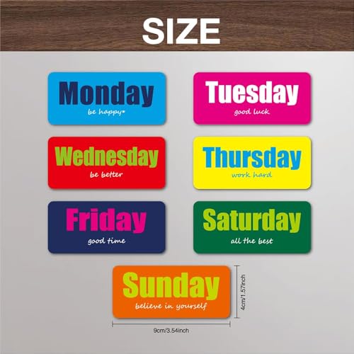 Inspirational Days of the Week Magnets | Colorful Motivational Quotes