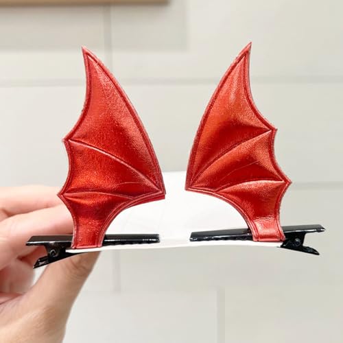 Soochat Red Bat Wing Hair Clips Devil Ears Halloween Hairpins