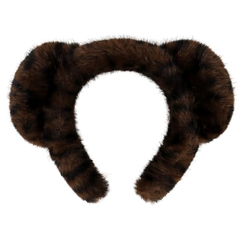 ACO-UINT Fluffy Bear Ears Headband - Dark Brown Animal Headwear for Makeup & Cosplay