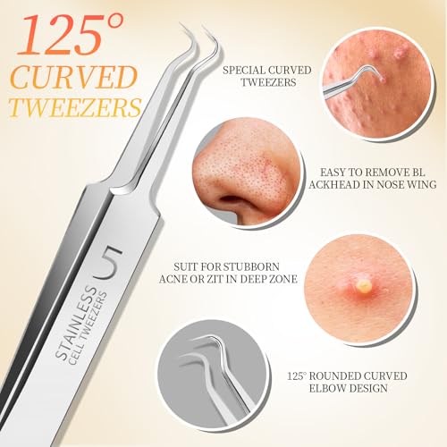 Teenitor 4-Piece Blackhead Remover Tweezers & Pimple Popper Kit