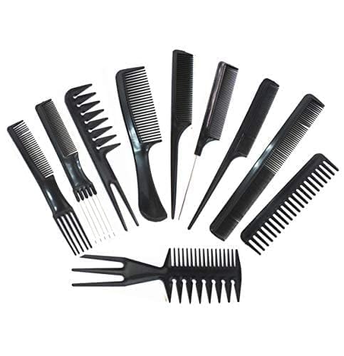 10-Piece Professional Salon Hair Styling Comb and Brush Set