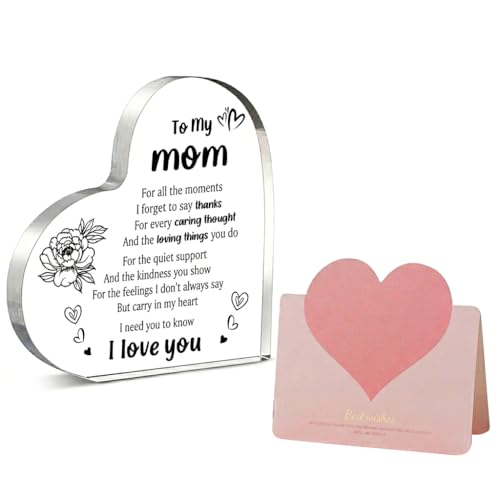 Acrylic Heart Plaque Desk Decor Gift for Mom - 2 PCS