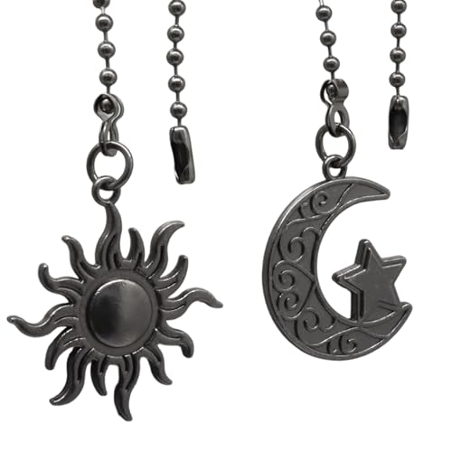 Bronze Sun and Moon Ceiling Fan Pull Chain Set, 2PCS