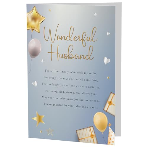 Husband Birthday Card with Heartfelt Verse - Premium A5 Gold Script Design