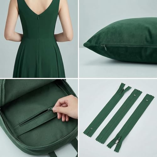 Sawoake 11 Inch Invisible Zippers #3 Green Nylon Coil 2-Pack