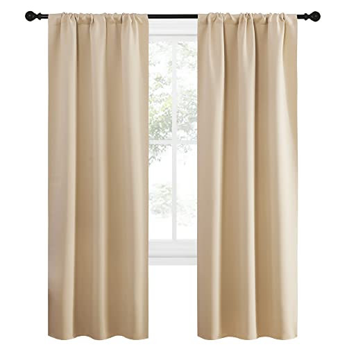 NICETOWN Blackout Curtains - Thermal Insulated Drapes, Biscotti Beige, 34" W x 72" L (Pack of 2)