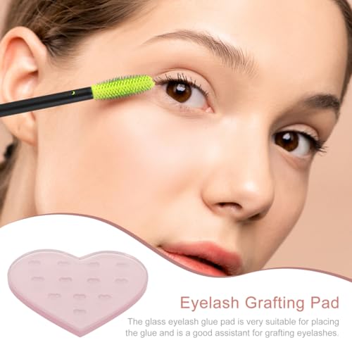 Beaupretty Heart Shape Glass Eyelash Extension Glue Holder - Pink