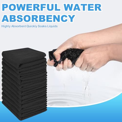Black 6 Pack 100% Cotton Wash Cloths - 12x12 Inch