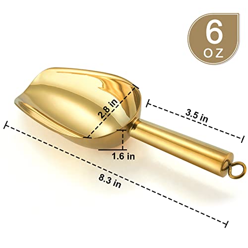 P&P CHEF Gold Stainless Steel Ice Scoop, 6oz Small Food & Candy Scoop