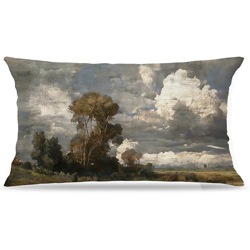 Rustic Farmhouse Landscape Pillow Cover 12x20 - Flannel Warm Decor Color-1