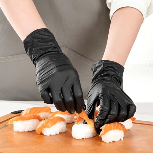 Small Black Nitrile Disposable Gloves - Latex-Free for Food Prep & Cleaning