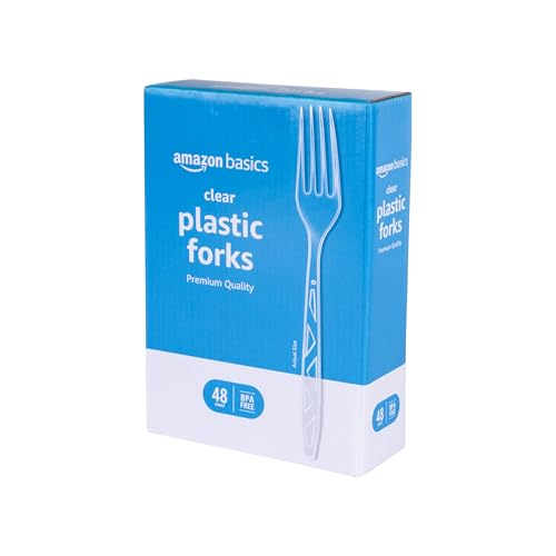 Premium Disposable Clear Plastic Forks - 48 Count, BPA Free