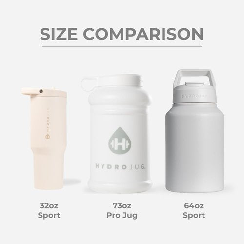 HydroJug Half Gallon Water Bottle | 73oz Refillable & Reusable Jug with Carry Handle - Leakproof & BPA Free, White (Pro Jug V2)