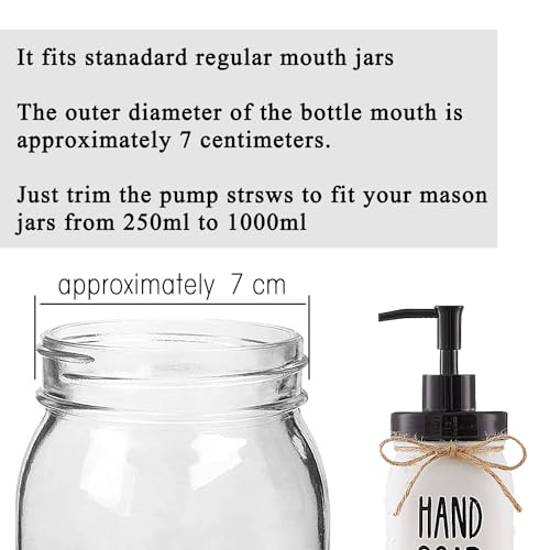 Plastic Mason Jar Soap Dispenser Pumps & Lids - 6 Pack