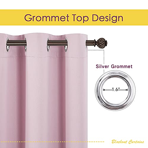 NICETOWN Baby Pink Blackout Curtains - Thermal Insulated, 42" x 54" (Pack of 2)