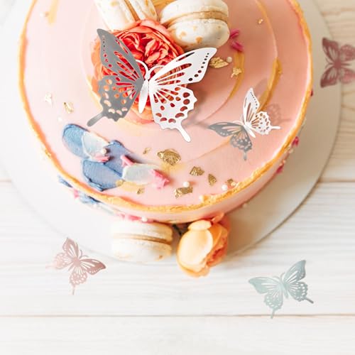 KZZDNN 12 Pcs 3D Gold Butterfly Wall Stickers and Cake Decor