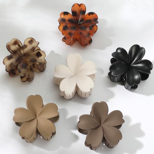 SMKSL 6 Pcs Flower Hair Claw Clips Hawaiian Floral Non-Slip Hair Accessories