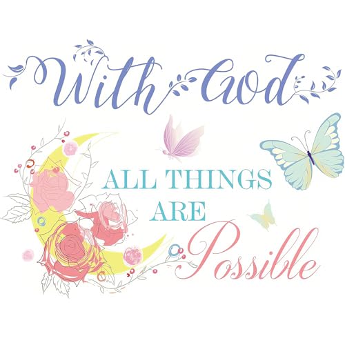 Inspirational Bible Verse Wall Decal - With God All Things are Possible - 20.8x15.7 Inches